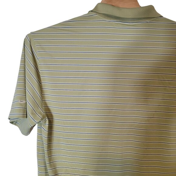 Nike Golf Polo Shirt Men's Size XL Short Sleeve Lime Green with Blue White Strip - Picture 3 of 4